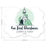 Personalized Ornament, Our First Christmas 2020 Ornament, Rectangle Metal Ornament, Velvet Pouch Included