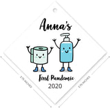 Personalized Christmas Ornaments 2020, First Pandemic 2020 Ornament, Diamond Metal Ornament, Velvet Pouch Included