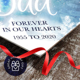 Personalized Ornament, In Memory Of Dad Forever In Our Hearts Ornament, Diamond Metal Ornament, Velvet Pouch Included