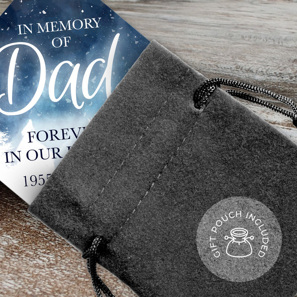 Personalized Ornament, In Memory Of Dad Forever In Our Hearts Ornament, Diamond Metal Ornament, Velvet Pouch Included