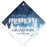 Personalized Christmas Ornaments, In Loving Memory Grand Papa Ornament, Diamond Metal Ornament, Velvet Pouch Included