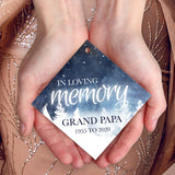 Personalized Christmas Ornaments, In Loving Memory Grand Papa Ornament, Diamond Metal Ornament, Velvet Pouch Included