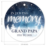 Personalized Christmas Ornaments, In Loving Memory Grand Papa Ornament, Round Metal Ornament, Velvet Pouch Included