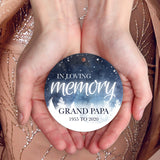 Personalized Christmas Ornaments, In Loving Memory Grand Papa Ornament, Round Metal Ornament, Velvet Pouch Included