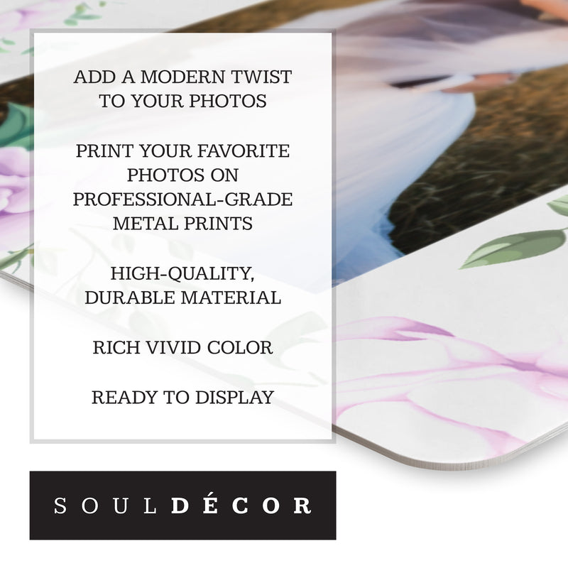 Metal Custom Photo Prints, Mr & Mrs, 7" x 10" with Built-in Easel Back, By Soul Décor