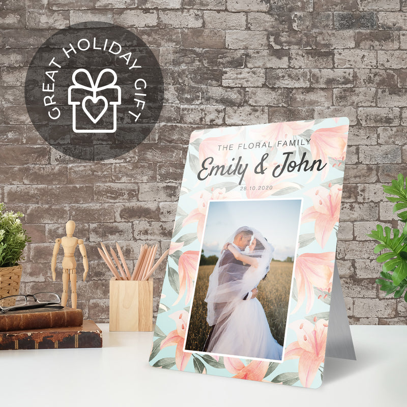 Metal Photo Prints Custom, Mr & Mrs, 7" x 10" with Built-in Easel Back, By Soul Décor