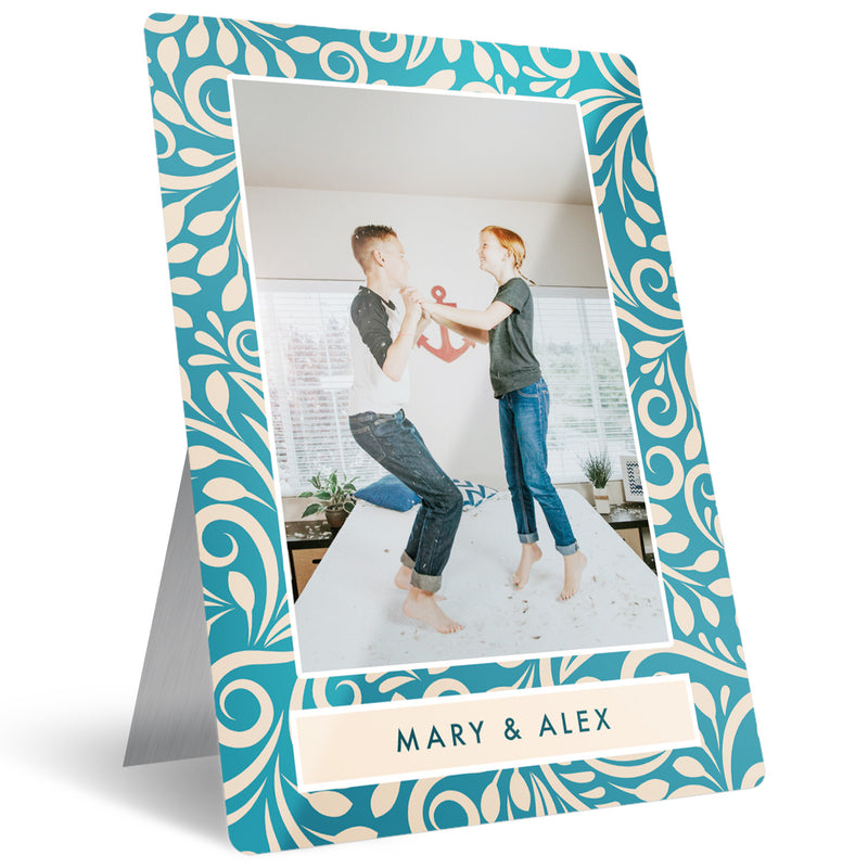 Metal Photo Prints Custom, Add Your Custom Text, 7" x 10" with Built-in Easel Back, By Soul Décor