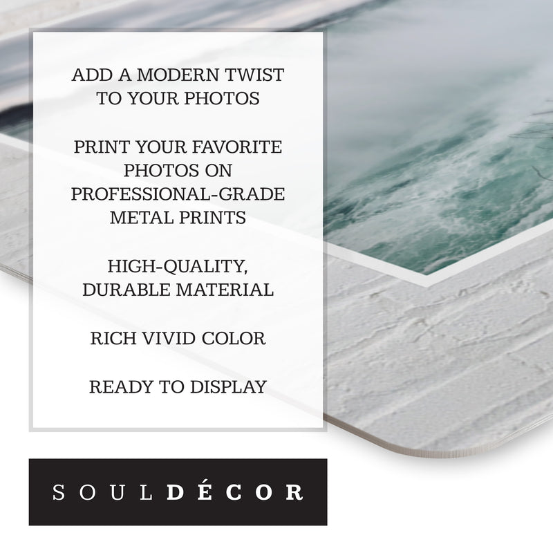 Metal Custom Photo Prints, Travel Theme, 7" x 10" with Built-in Easel Back, By Soul Décor