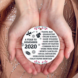 2020 Ornament, Quarantine Christmas Ornament 2020, Toilet Paper Crisis, Face Mask, Social Distancing, Round Metal Ornament, Velvet Pouch Included