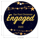 Christmas Tree Ornaments, Our First Christmas Engaged 2020 Ornament, Round Metal Ornament, Velvet Pouch Included