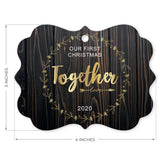 2020 Ornament, Our First Christmas Together 2020 Ornament, Rectangle Metal Ornament, Velvet Pouch Included