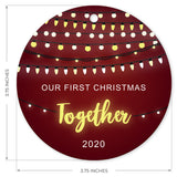 2020 Christmas Ornaments, Our First Christmas Together 2020 Ornament,  Round Metal Ornament, Velvet Pouch Included