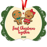 2020 Christmas Ornament, First Christmas Together 2020 Ornament, Rectangle Metal Ornament, Velvet Pouch Included