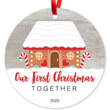 2020 Christmas Ornament, Our First Christmas Together 2020 Ornament, Round Metal Ornament, Velvet Pouch Included