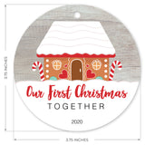 2020 Christmas Ornament, Our First Christmas Together 2020 Ornament, Round Metal Ornament, Velvet Pouch Included