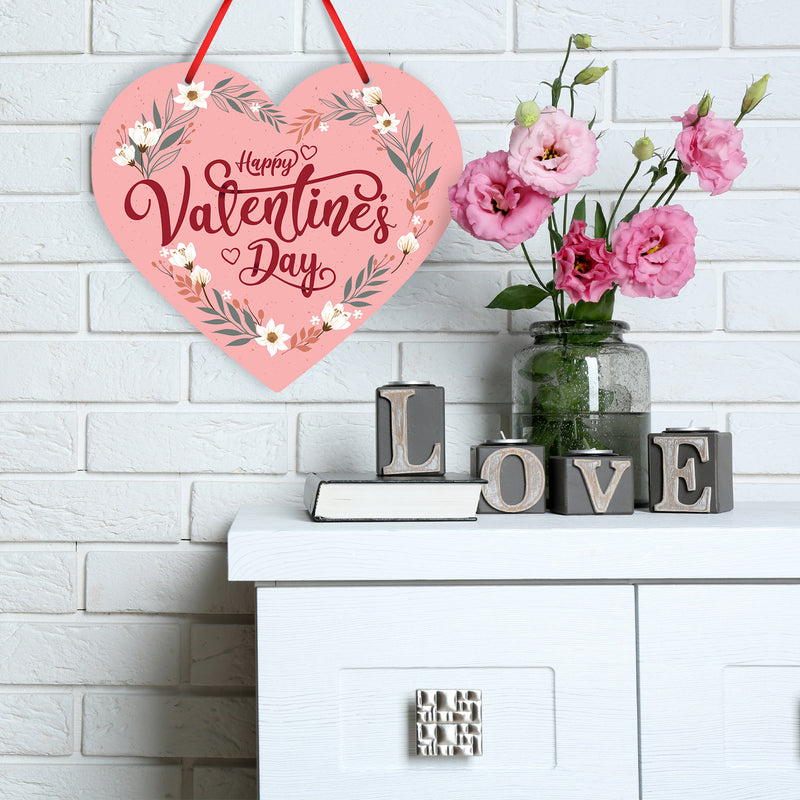 Valentines Day Heart Decor, Valentine's Day Wall Decoration, Valentine's  Door Hanger, Happy Valentine's Day Red Wood Sign With Pink Hearts