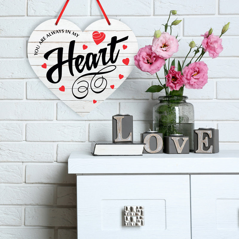 You Are Always In My Heart Red Hearts White Wood Background