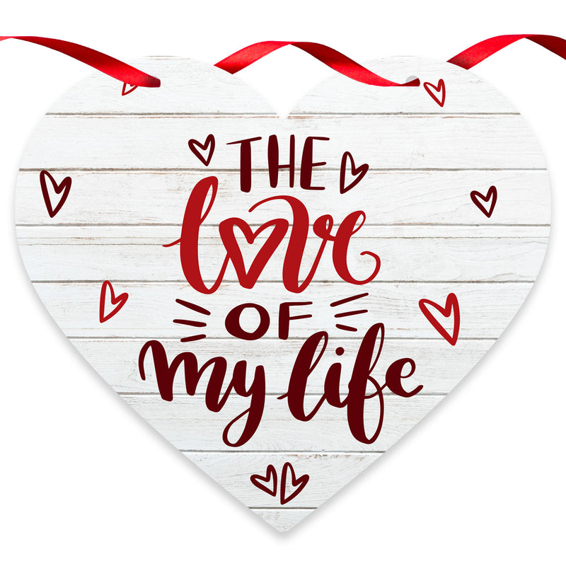 The Love Of My Life White Wood Background Heart Shapes