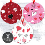 Pink Red Heart Shapes, (Set of 3)