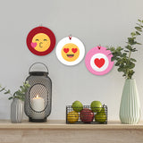 Red Pink Emoji Hearts, (Set of 3)