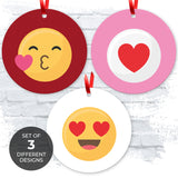 Red Pink Emoji Hearts, (Set of 3)