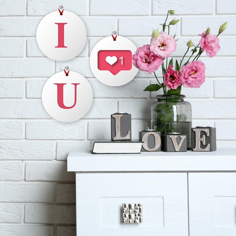 I Love You White Pink, (Set of 3)