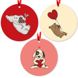 Happy Valentine'S Day Elephant Dog Bear With Heart, (Set of 3)