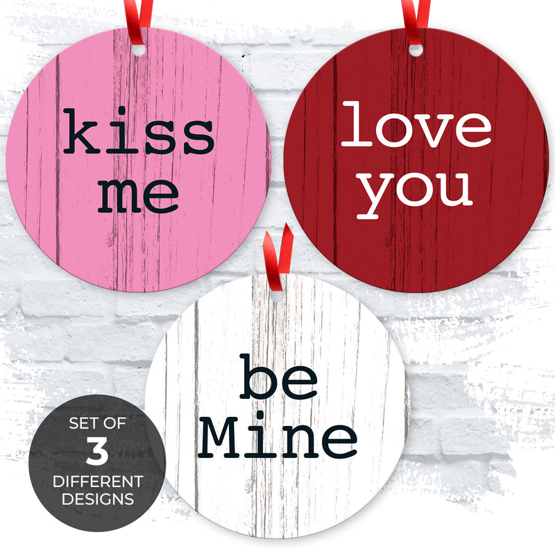 Kiss Me Love You Be Mine, (Set of 3)