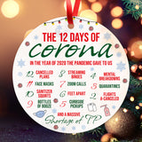 The 12 Days Of Corona Christmas Ornament, Large 3.75" Round Metal Ornament, Velvet Pouch Included