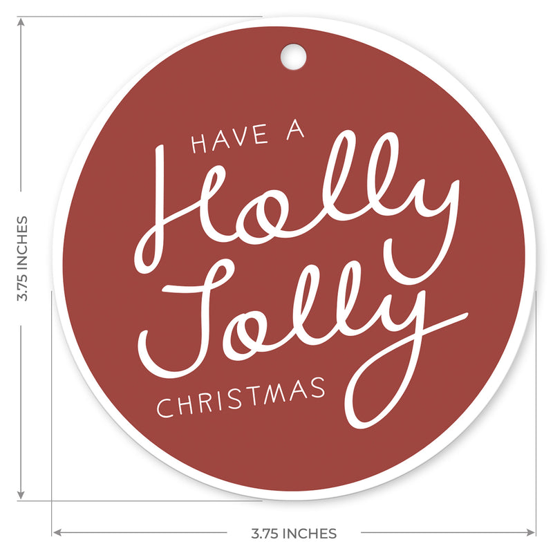 Have A Holly Jolly Christmas Ornament, Large 3.75" Round Metal Ornament, Velvet Pouch Included