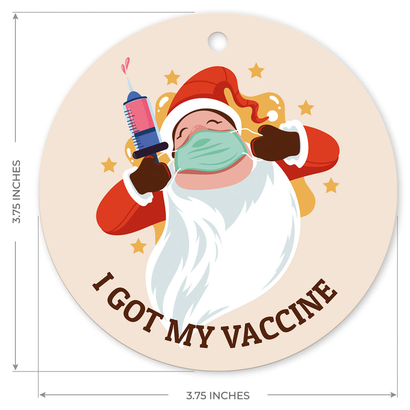 I Got My Vaccine Ornament, Large 3.75" Round Metal Ornament, Velvet Pouch Included