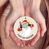 I Got My Vaccine Ornament, Large 3.75" Round Metal Ornament, Velvet Pouch Included