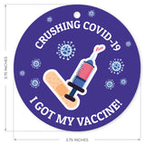 Crushing Covid-19, I Got My Vaccine Ornament, Large 3.75" Round Metal Ornament, Velvet Pouch Included