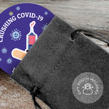 Crushing Covid-19, I Got My Vaccine Ornament, Large 3.75" Round Metal Ornament, Velvet Pouch Included